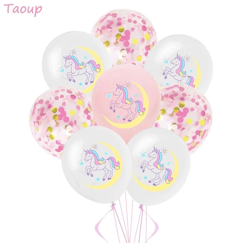 Bộ 10 Bong Bóng Latex 12 Inch Họa Tiết Kỳ Lân Dễ Thương Dùng Trang Trí Tiệc Sinh Nhật