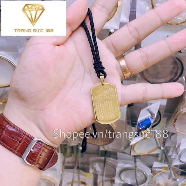 Dây chuyền titan chú đại bi bông sen