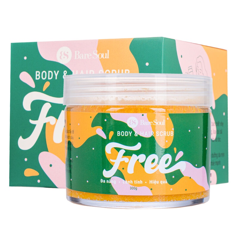 Muối Tắm BareSoul Tẩy Tế Bào Chết Cho Cơ Thể &amp; Tóc Free Body &amp; Hair Scrub 300g