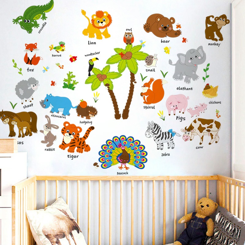 Decal dán tường trang trí chủ đề tiếng anh cho bé