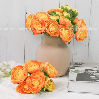 Bó Hoa Trà, Mao Lương Giả Cao Cấp Mơ Bơ Loại 6 Bông 3 Nụ 28cm Phù Hợp Trang Trí Nhà Ngày Tết, Lễ