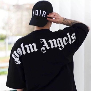 Áo in chữ Palm Angels cực chất [FREESHIP] Áo unisex, áo đôi,áo thun nam nữ đen trắng from rộng, vải cotton xịn