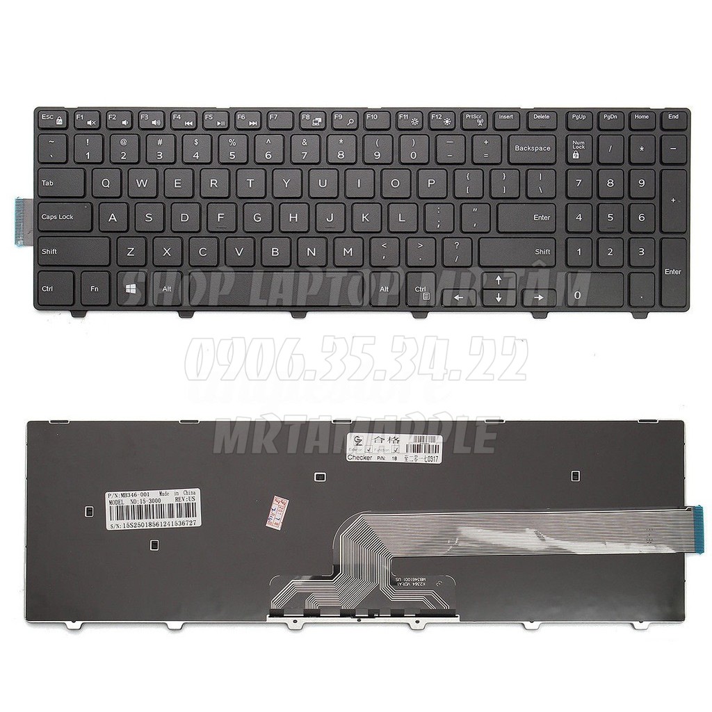 (KEYBOARD) BÀN PHÍM LAPTOP DELL 3541 3542  dùng cho Inspiron 15-3000 3541 3542 3543 3547 3551 3552 3558 3559 3567 3557