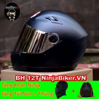 Nón bảo hiểm AGU ten full đen tặng khăn ninja + túi