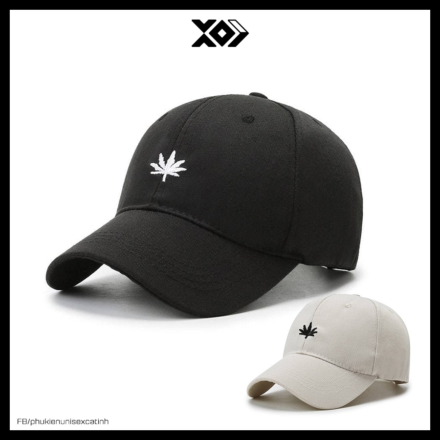 Mũ Lưỡi Trai Nam Nữ THÊU HÌNH LÁ THẢO MỘC Phong Cách Hip Hop Hàn Quốc - Nón kết Ulzzang Form Unisex Thời Trang