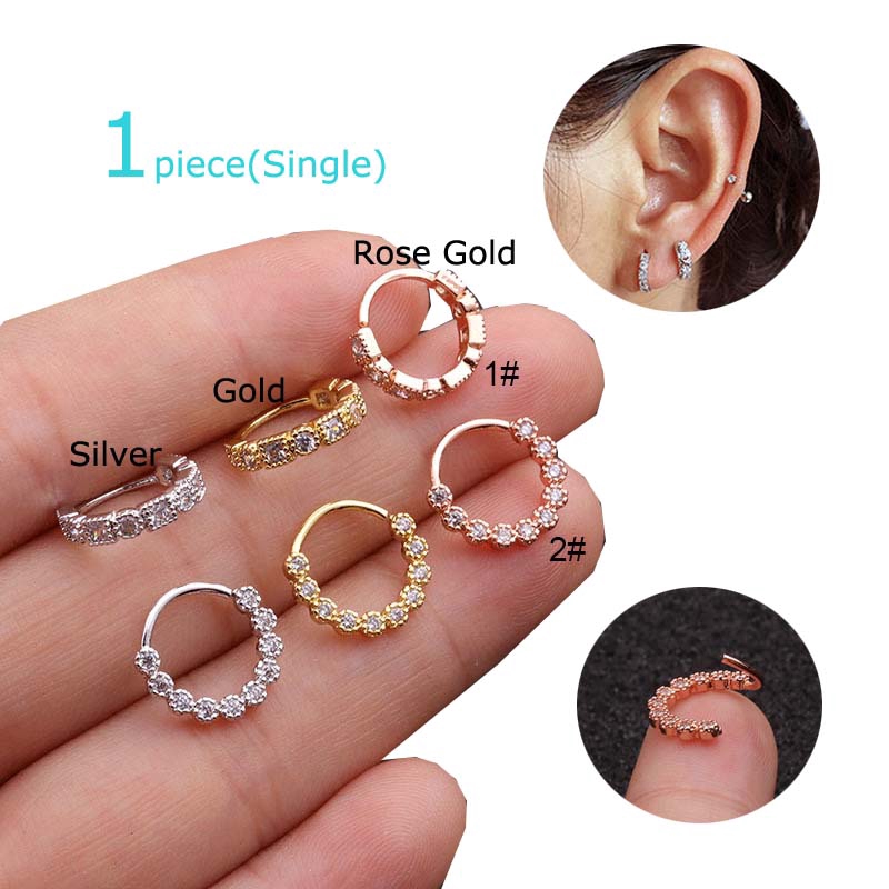 Khuyên tai đính đá màu bạc 8mm duyên dáng hợp thời trang
