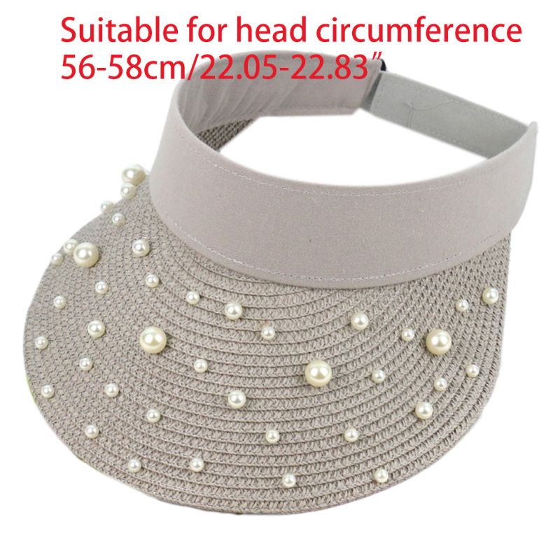 Nón Cối Rộng Vành Đính Hạt Ngọc Trai Giả Chống Nắng Thời Trang Đi Biển Cho Nữ