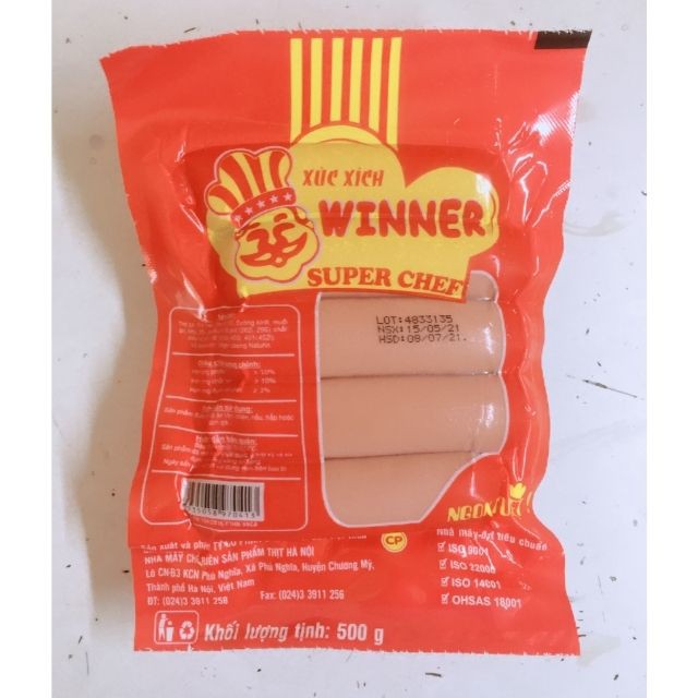 [NOW SHIP 1H] Xúc Xích CP Winner 10 cây/gói 500g Hun Khói Chính Hãng Không Hàn The An Toàn-thucphamdonglanh.cp.store