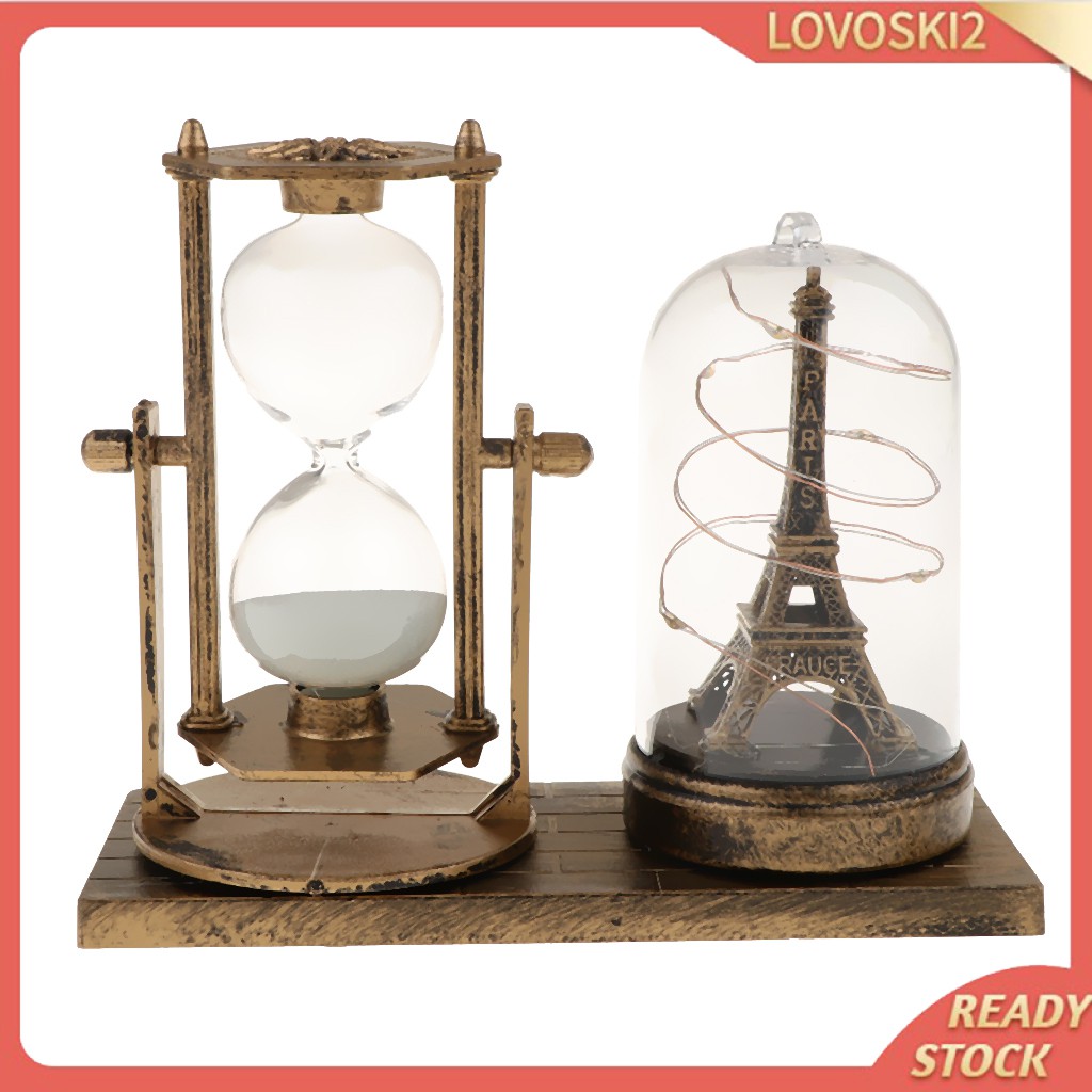 Hourglass Sand Timer with Built-in Light for Wine Cabinet Decor-Golden