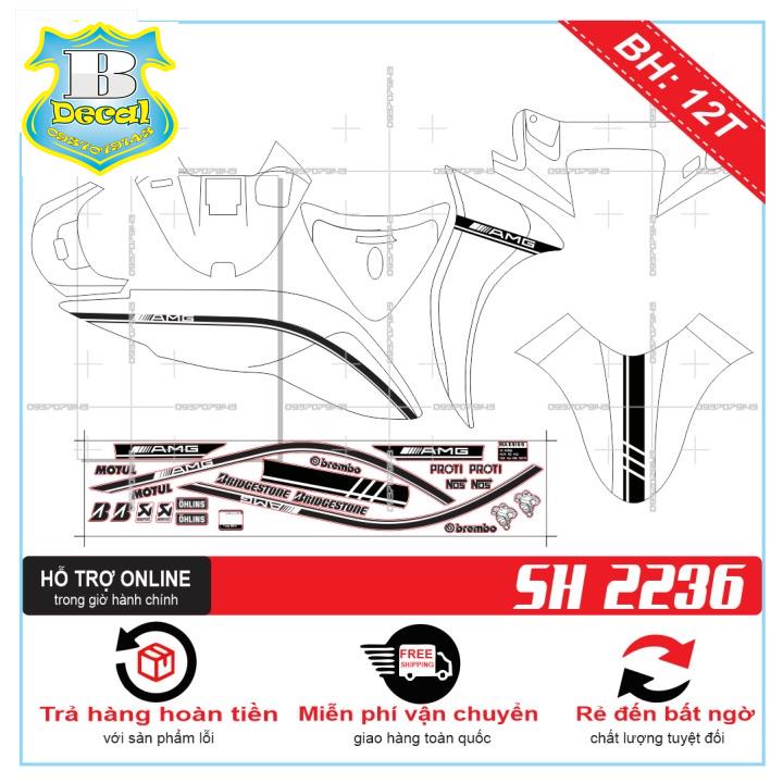 ( Quí khách vui lòng mang ra tiệm cho thợ dán ) Tem SH MODE DÁN XE TRẮNG [Bi Decal]