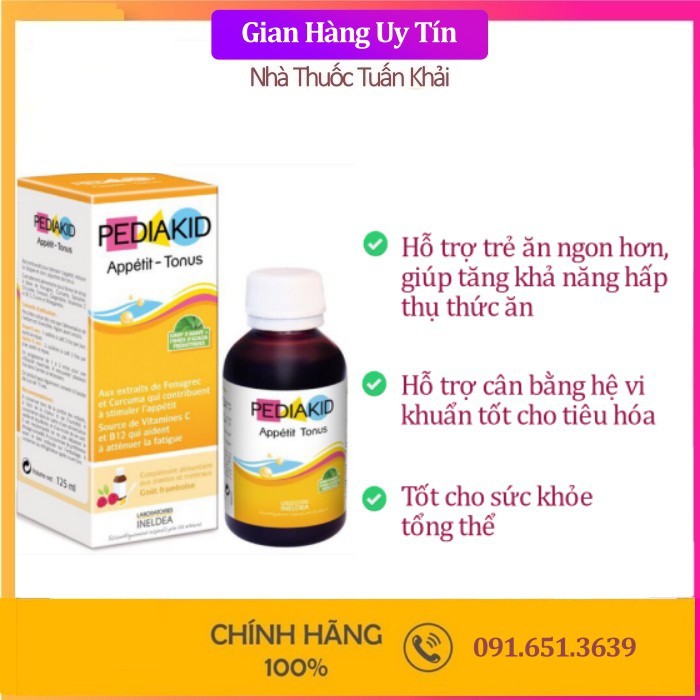 Siro PEDIA KID (Pháp) hỗ trợ tiêu hóa, bé ăn ngon 125ml