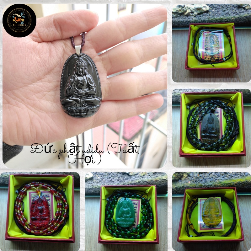 Vòng phong thủy bản mệnh Đức Phật A Di Đà cho người tuổi Tuất Hợi - Tặng kèm dây đeo và ấn bình an - THHOME