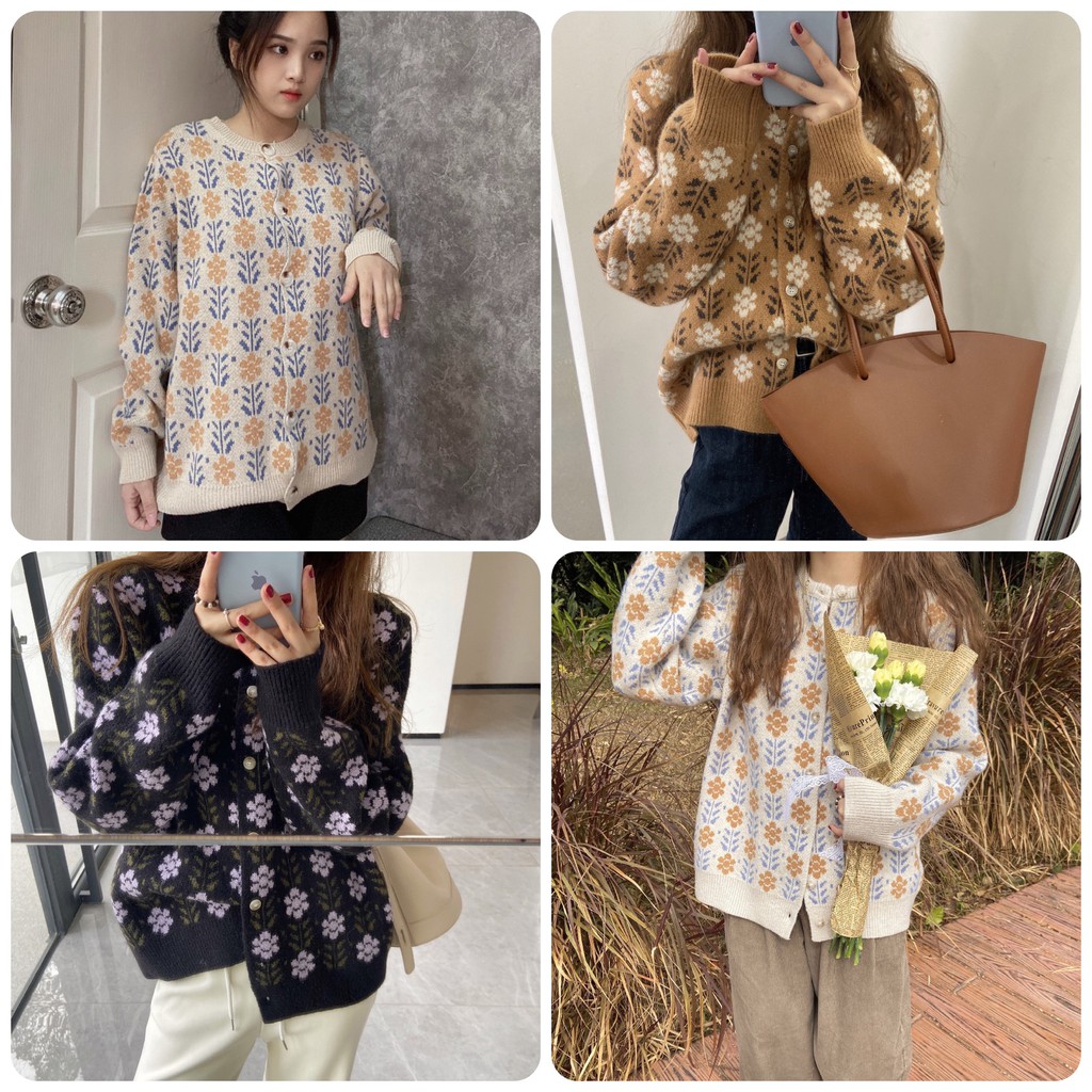 Áo len cardigan  Áo cadigan dài tay style Hàn Quốc bánh bèo nữ tính form rộng Ulzzang Sam