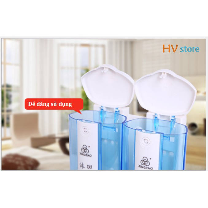 Hộp sữa tắm, dầu gội đôi trắng xanh, dung tích mỗi bình 350ml - có chữ phân biệt - HV Store 225