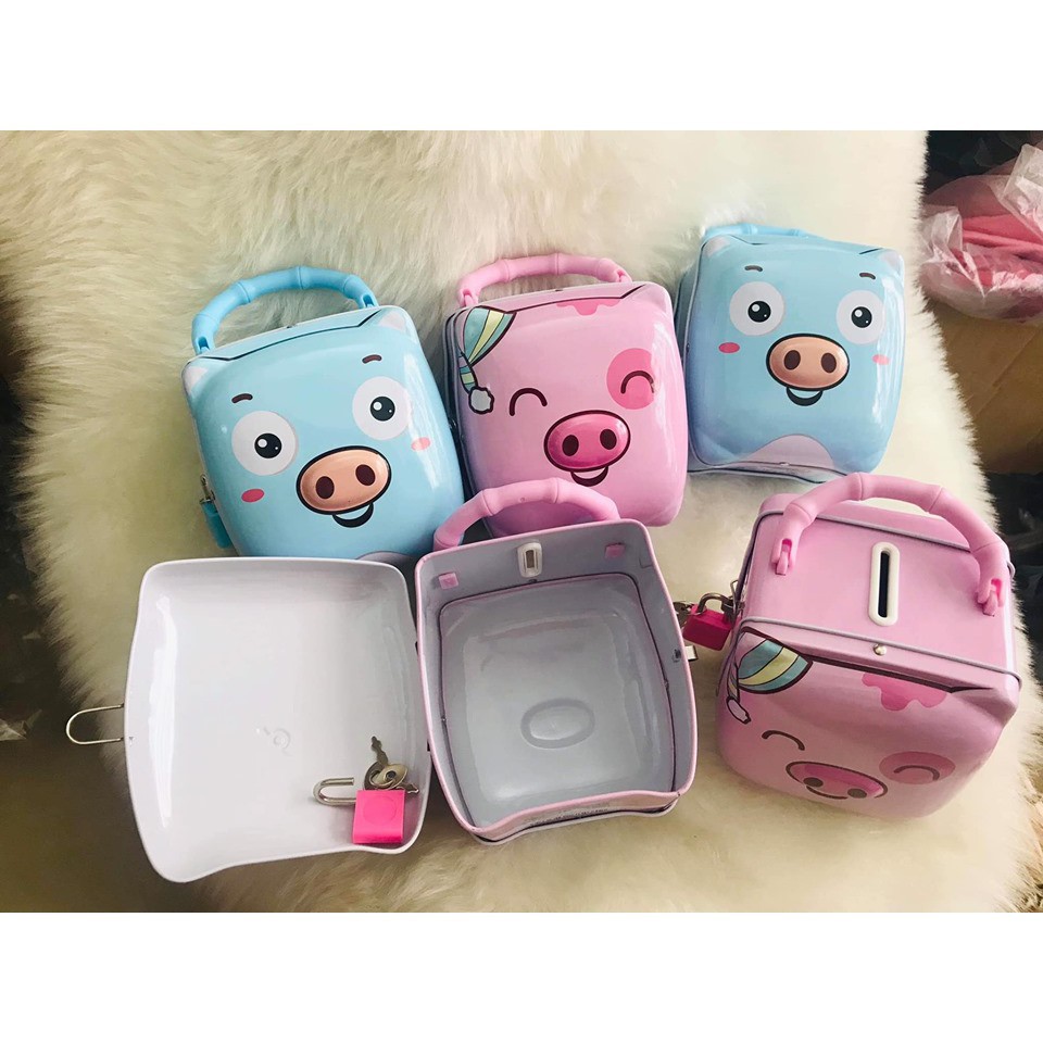 Ống heo tiết kiệm bằng sắt có khóa mini-Hình heo