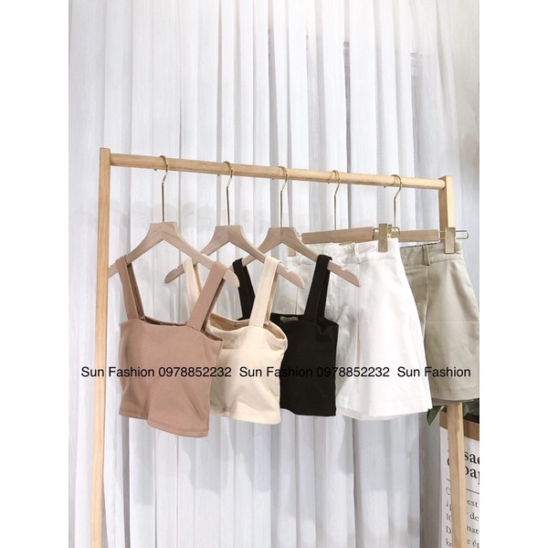 [Mã FAMARAL2 giảm 10k đơn 50k] Áo croptop 2 dây có sẵn mút ngực basic phối cùng sơ mi, vest