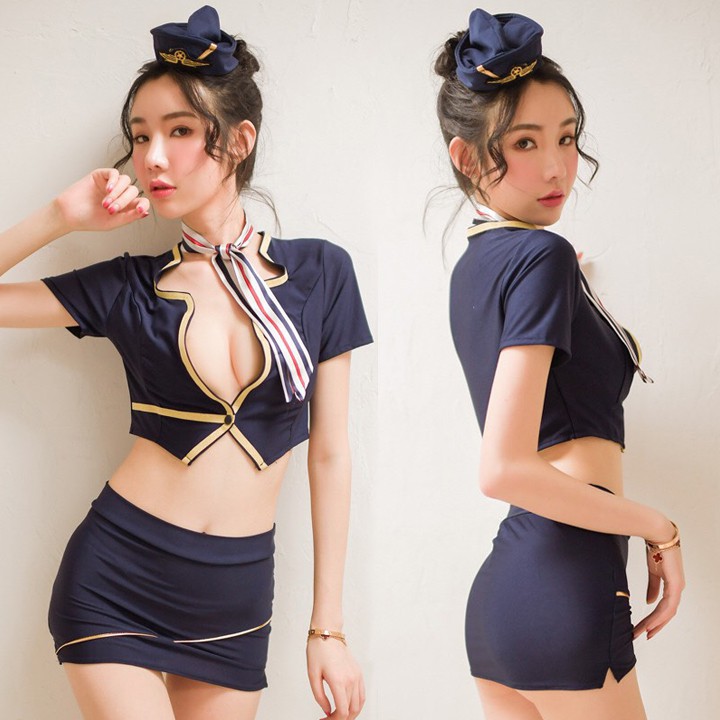 Bộ cosplay nữ phi công sexy full set trang phục nữ tiếp viên hàng không gợi cảm