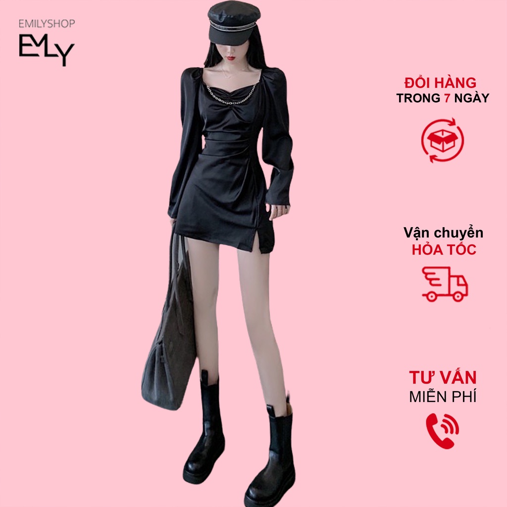 Đầm dáng ôm kiểu a tay dài Emilyshop ulzzang