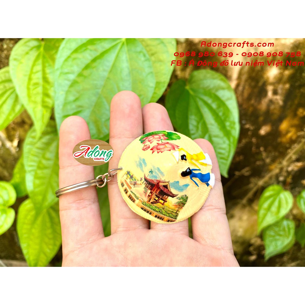 1 Móc khóa chiếc nón lá vàng hình các địa danh VN