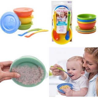 Bộ 4 bát có nắp + 2 thìa Munchkin Mỹ
