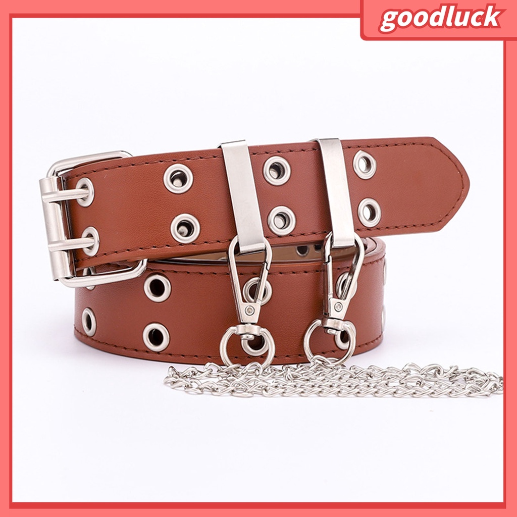 Thắt Lưng Hai Hàng Nút Cài Màu Trơn Phong Cách Punk Hip hop Cho Nam