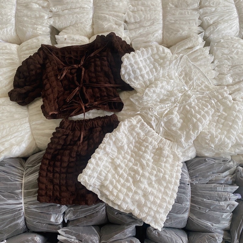Áo Crt Thắt Dây Nơ Mix Chân Váy 🦋FREESHIP 🦋Áo Chất Xốp Siêu Xinhh
