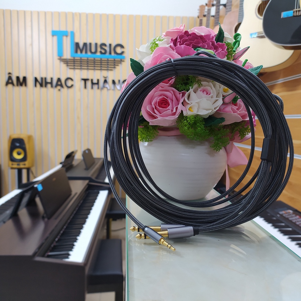 Dây cáp âm thanh nổi 3.5 Mm sang dual 6.5 Mm Sinzero TH6-3.5 (Kết nối âm thanh từ điện thoại, máy tính, ra loa, tai nghe