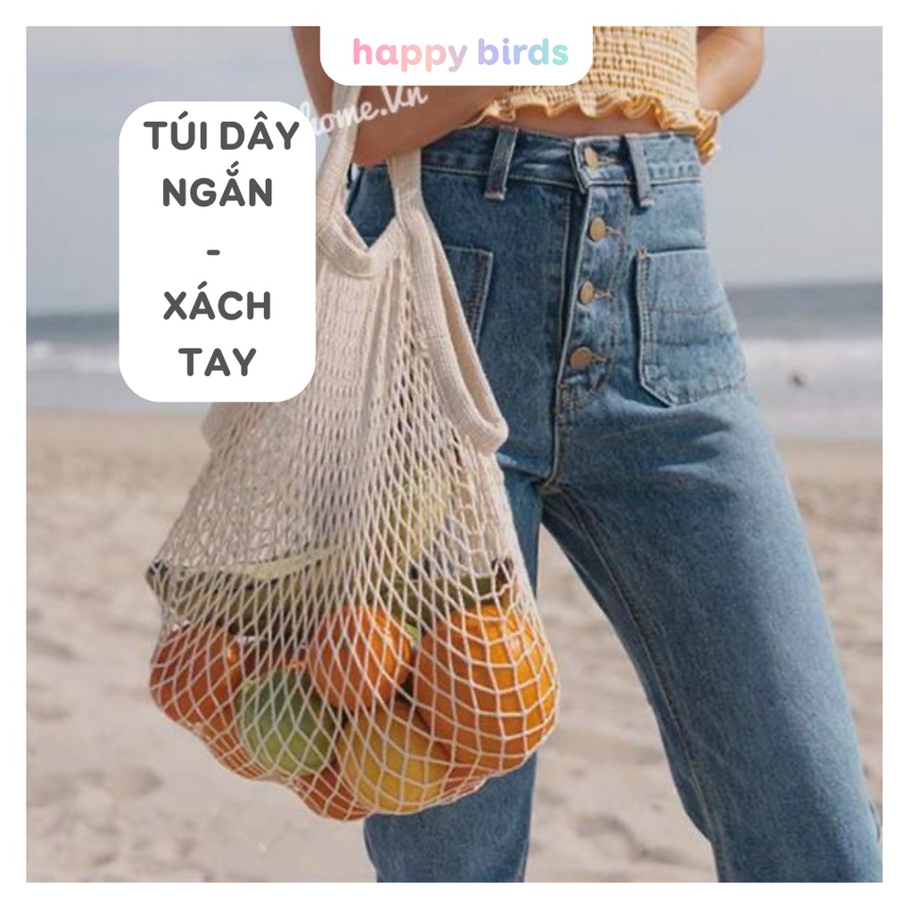 Túi lưới đựng đồ đa năng đi siêu thị đi chơi dã ngoại picnic đi biển có dây đeo