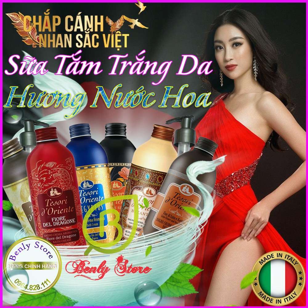 Sữa tắm nước hoa Tesori d’Oriente - Trắng da, Giữ ẩm, Thơm lâu 500ml🎁TẶNG CHÌ MÀY 3D🎁 -(Kèm Vòi) | BigBuy360 - bigbuy360.vn