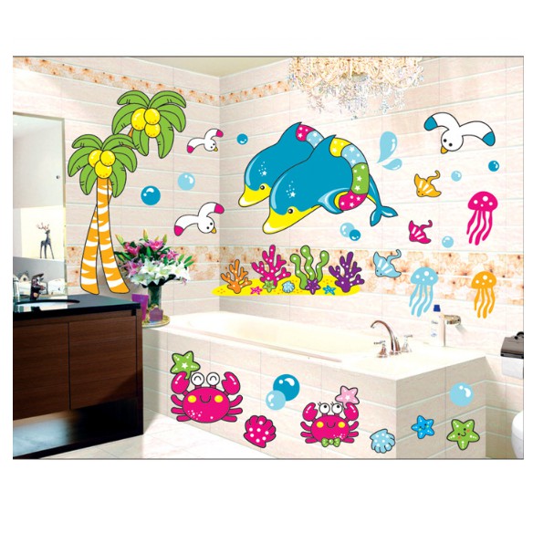 Decal trang trí tường - Trình Diễn Xiếc Cá Heo