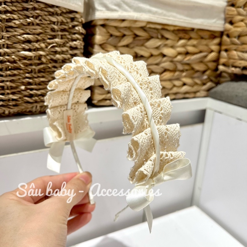 Bờm ren xếp ly handmade công chúa cho bé