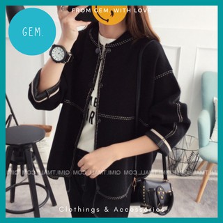 Áo khoác len sợi dệt Thu Đông