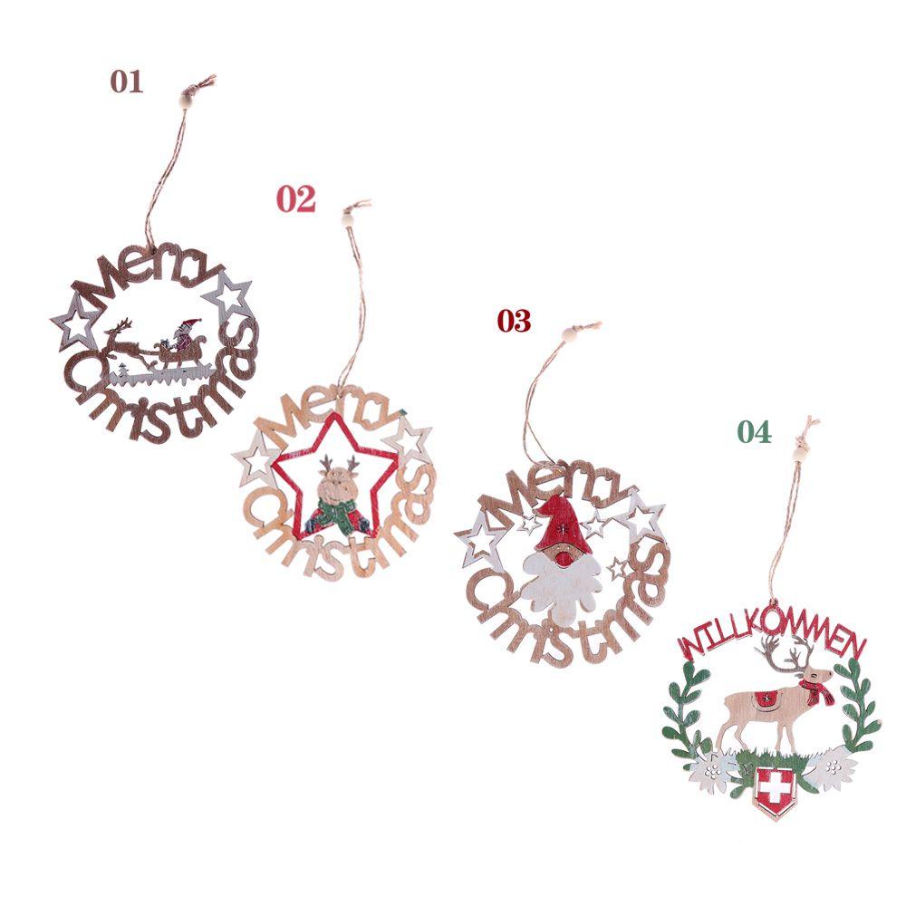 Set 1 / 3 Phụ Kiện Treo Trang Trí Cây Thông Noel Bằng Gỗ