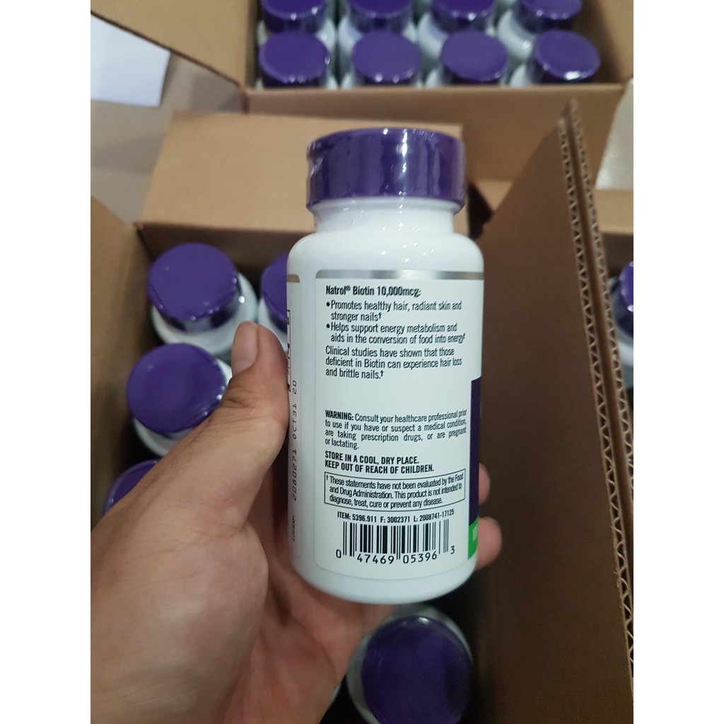 Viên Uống Natrol Biotin 10000 Mcg hộp 100 Viên - Hàng Mỹ