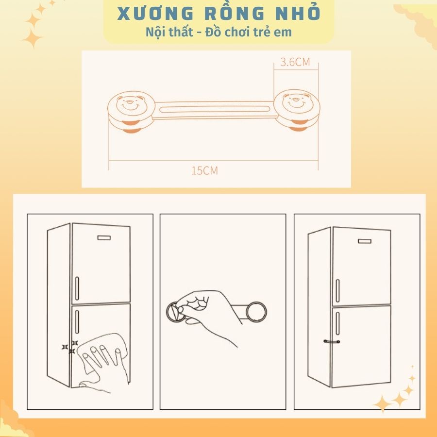 Chốt khóa cài tủ, tủ lạnh - Khóa Tủ An Toàn Thông Minh Cho Bé - Xương Rồng Nhỏ