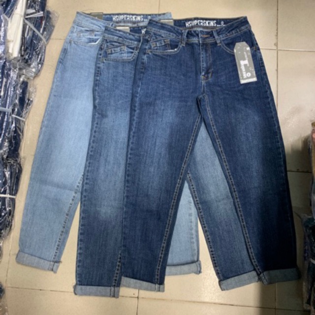 Quần jeans baggy xoăn lai xuất khẩu