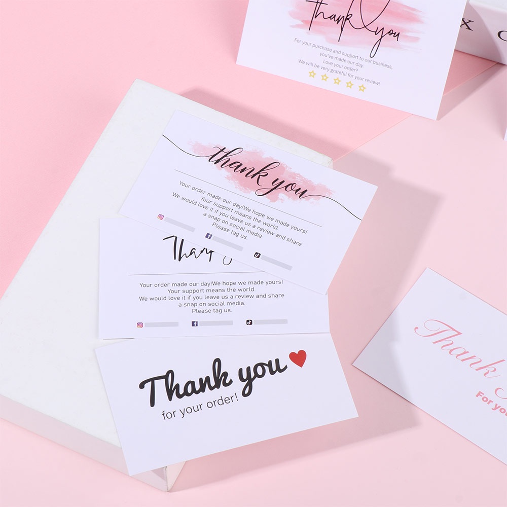Set 30 Tấm Thiệp Mời Màu Hồng In Chữ Thank You For Your Order