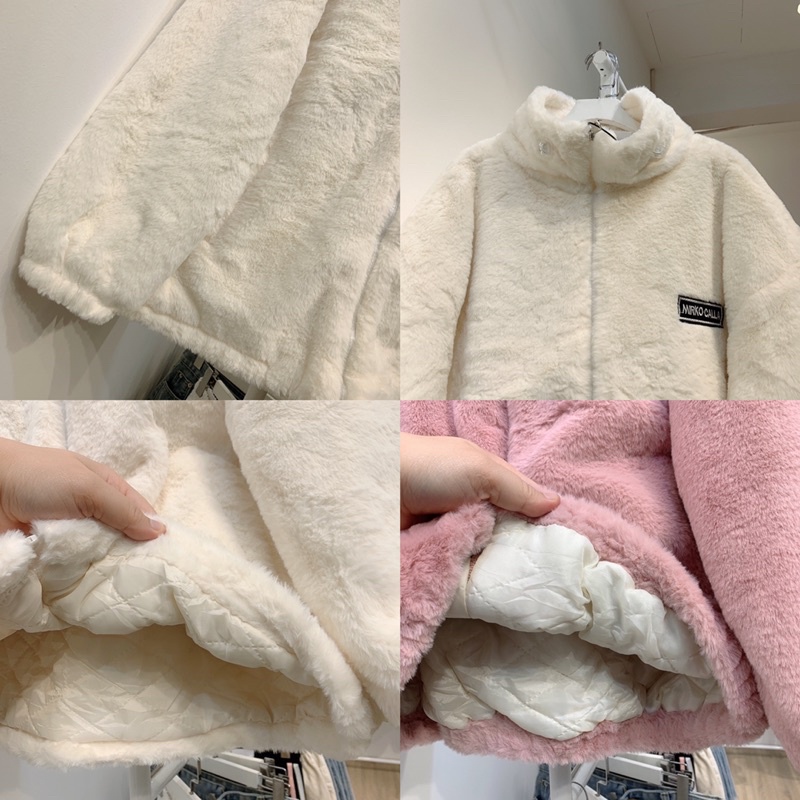 2101125 Áo lông sọc tay, áo khoác lông trần bông dày ấm thời trang ulzzang freesize | BigBuy360 - bigbuy360.vn