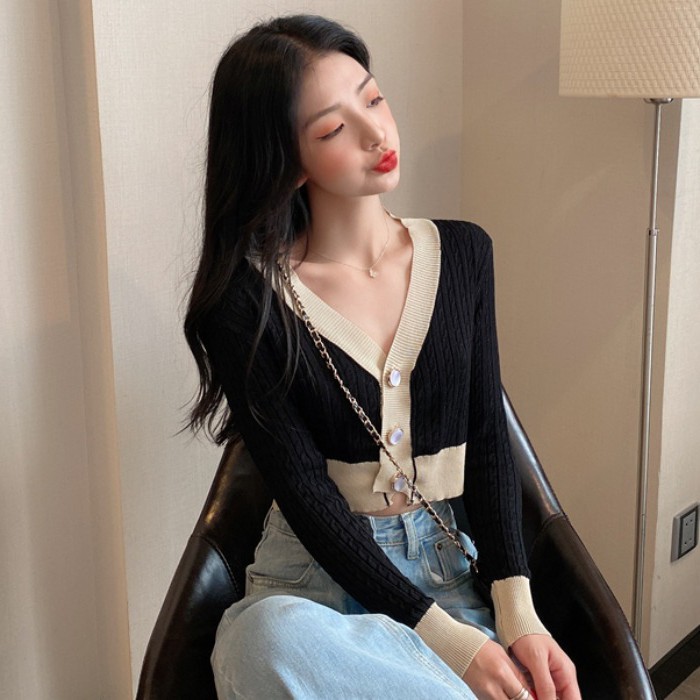 Áo cardigan phong cách Hàn Quốc thiết kế tay dài xinh xắn cho nữ