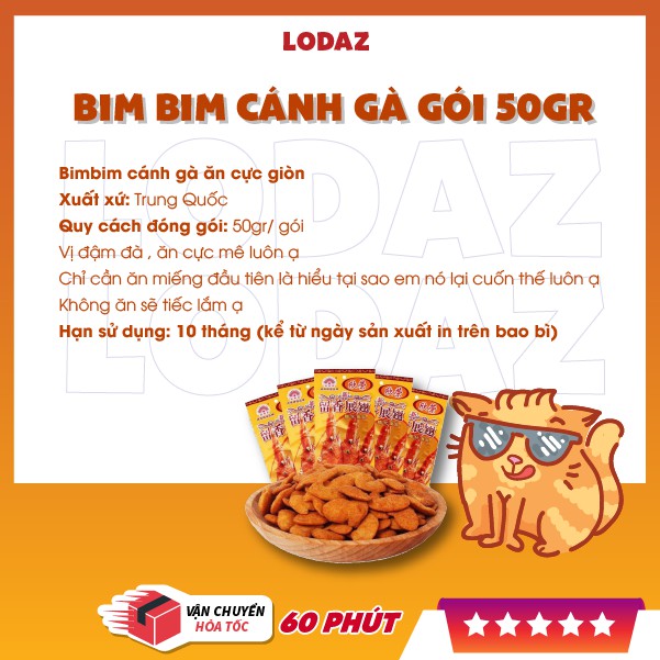 Bim bim cánh gà chiên giòn gói 50gr snack ăn vặt Hà Nội thơm ngon gợi nhớ tuổi thơ