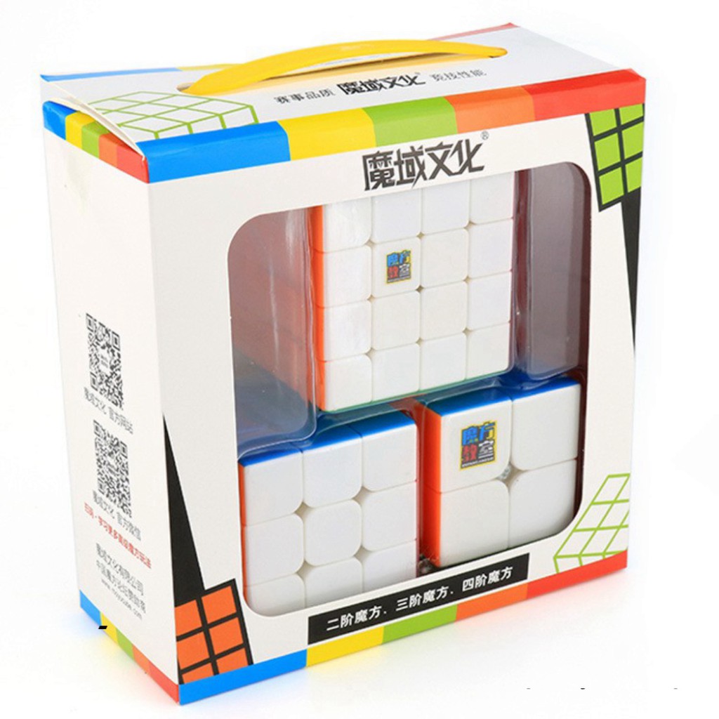 Combo 3 Rubik Moyu Stickerless, 2x2, 3x3, 4x4 - Rubik Cao Cấp