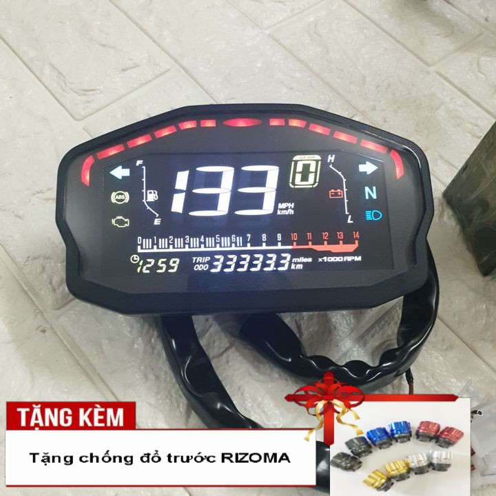 Đồng hồ điện tử xe máy DUCATI  - Đồng hồ điện tử LCD xe DUCATI - Tặng ngay đôi chống đổ răng cưa - B2098