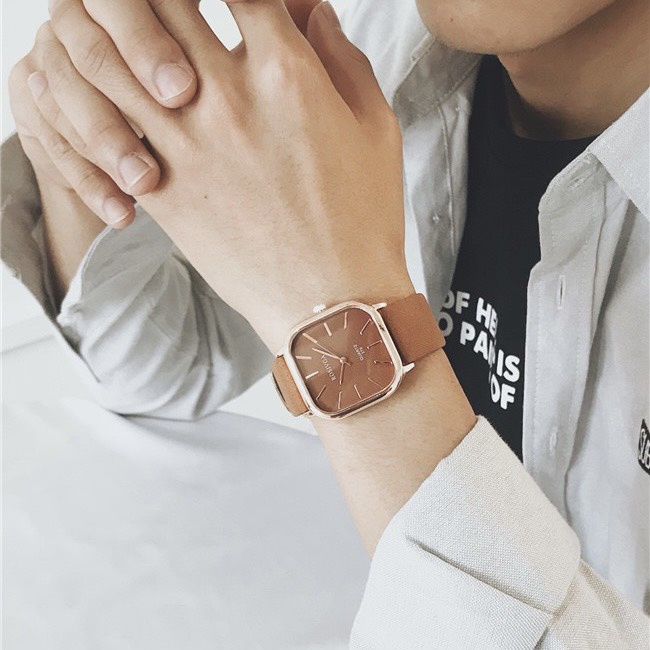 Đồng hồ nam dây da Dyanwatch đồng hồ đeo tay nam thời trang mặt vuông | BigBuy360 - bigbuy360.vn