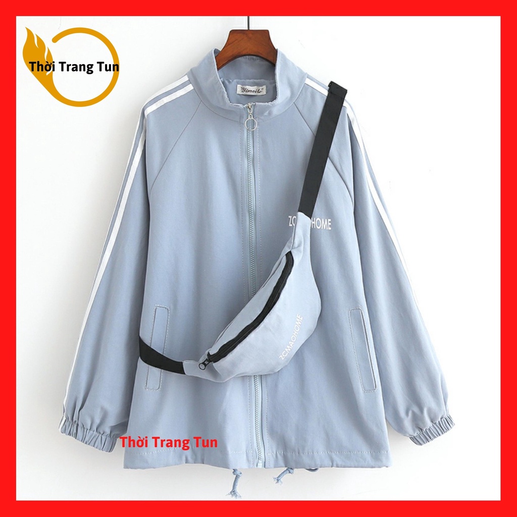 [Tặng Túi Đeo] Áo Khoác Gió Viền Tay Nữ Form Rộng Hot Trend
