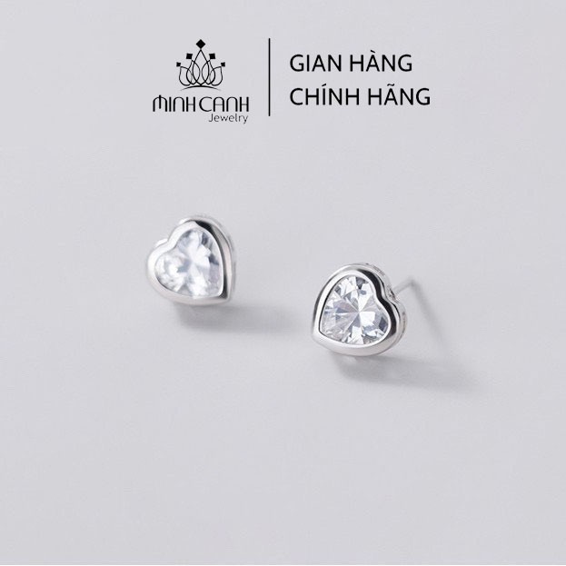 Hoa Tai Nụ Đá Hình Trái Tim Chất Liệu Bạc Ta - Minh Canh Jewelry