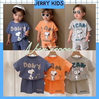 Bộ quần áo cộc tay chú chó Snoopy 3 màu cho bé