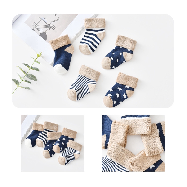 Set 5 đôi vớ cotton hoa văn hoạt hình dành cho bé