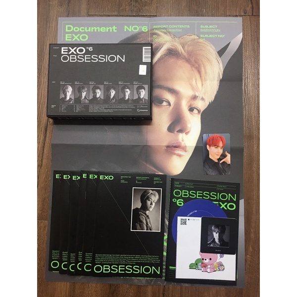 Exo Album Obsession đã khui seal, FULL đồ như hình.    Poster Baekhyun, Photocard Suho, mini Film Su