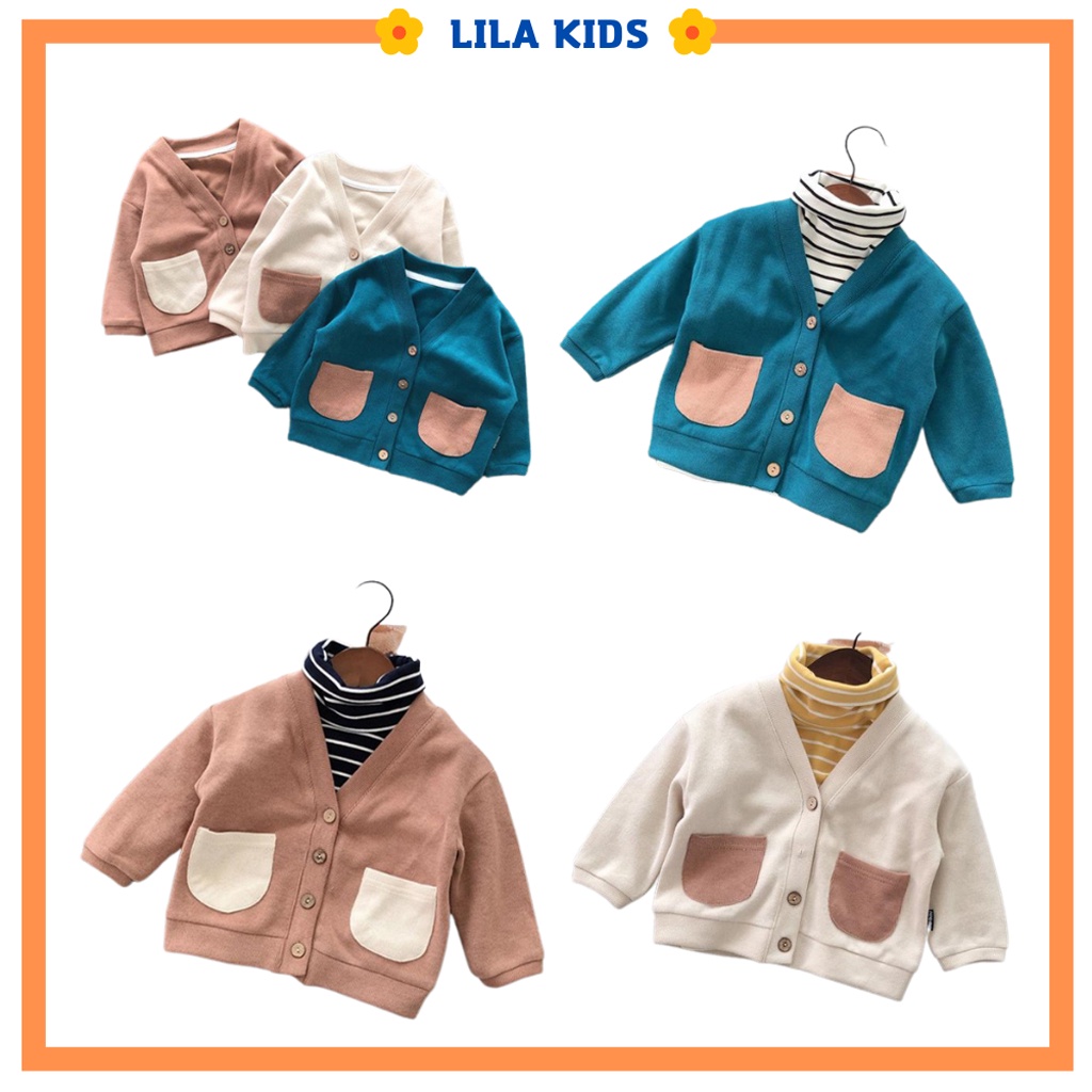 Áo khoác cardigan cho bé LILA KIDS, Áo khoác cotton cho bé chuẩn hàng xuất khẩu cho bé từ 6-28kg