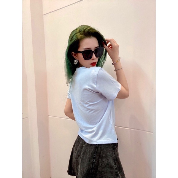 Áo croptop ngắn tay cổ tròn in con gấu 4 màu vnxk